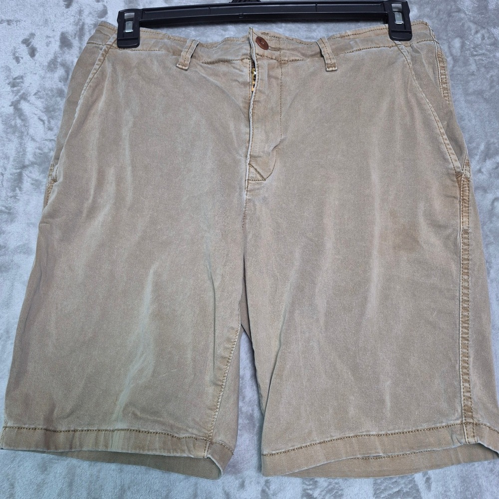 Lucky Brand Mens Stretch Flat Front Shorts Khaki Tan Chino W32 7M20885